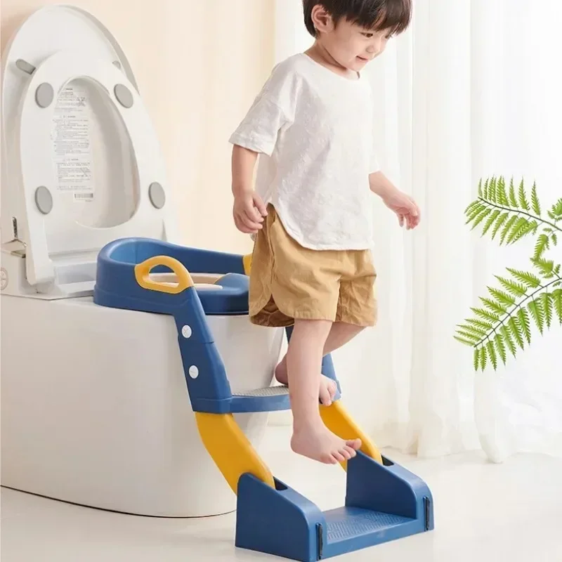 Children Potty Training Seat Portable Foldable Detachable Safety Auxiliary Leather Pad Toilet Ladder Baby Boy Girl Potty Chair