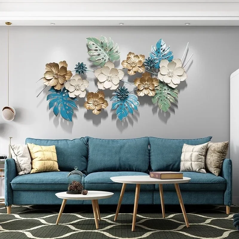Modern wrought iron retro flower wall decoration metal decoration entrance hanging background creative