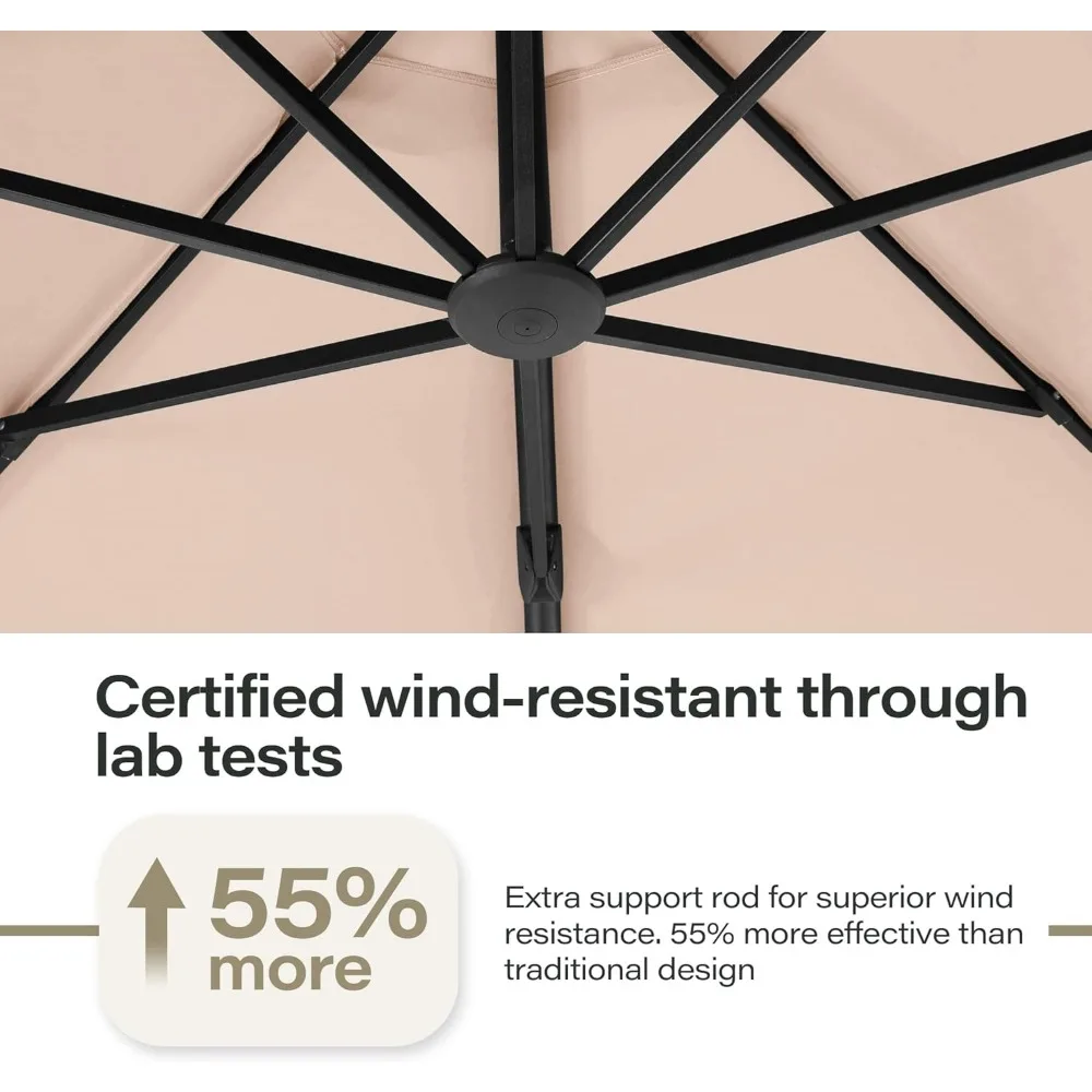 مظلة فناء معلقة أنيقة بطول 11 قدم مع قاعدة متضمنة - مظلة LAUSAINT HOME الفاخرة