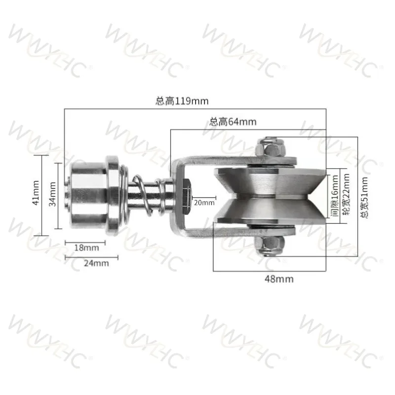 Suitable for Bearing Pulleys,U-shaped V-shaped H-groove Wheels,Angle Steel,Round Tube,Square Tube,Guide Rail with Casters,304