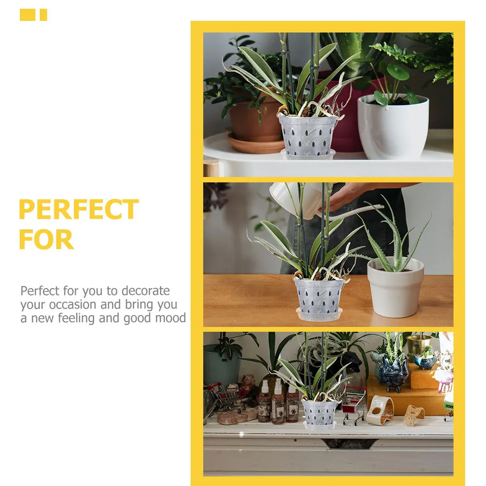 

6 set Orchid Pots With Holes Clear Plastic Plant Pots For Indoor Garden Office Balcony Drainage Hole Nursery Pot Set