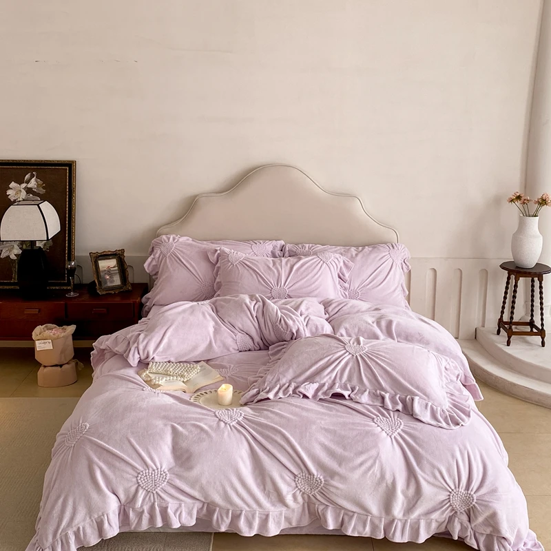 

Svetanya Milk Fleece Bedding Set Winter Bed Linen King Queen RU Double Size Duvet Cover Sets Underwear