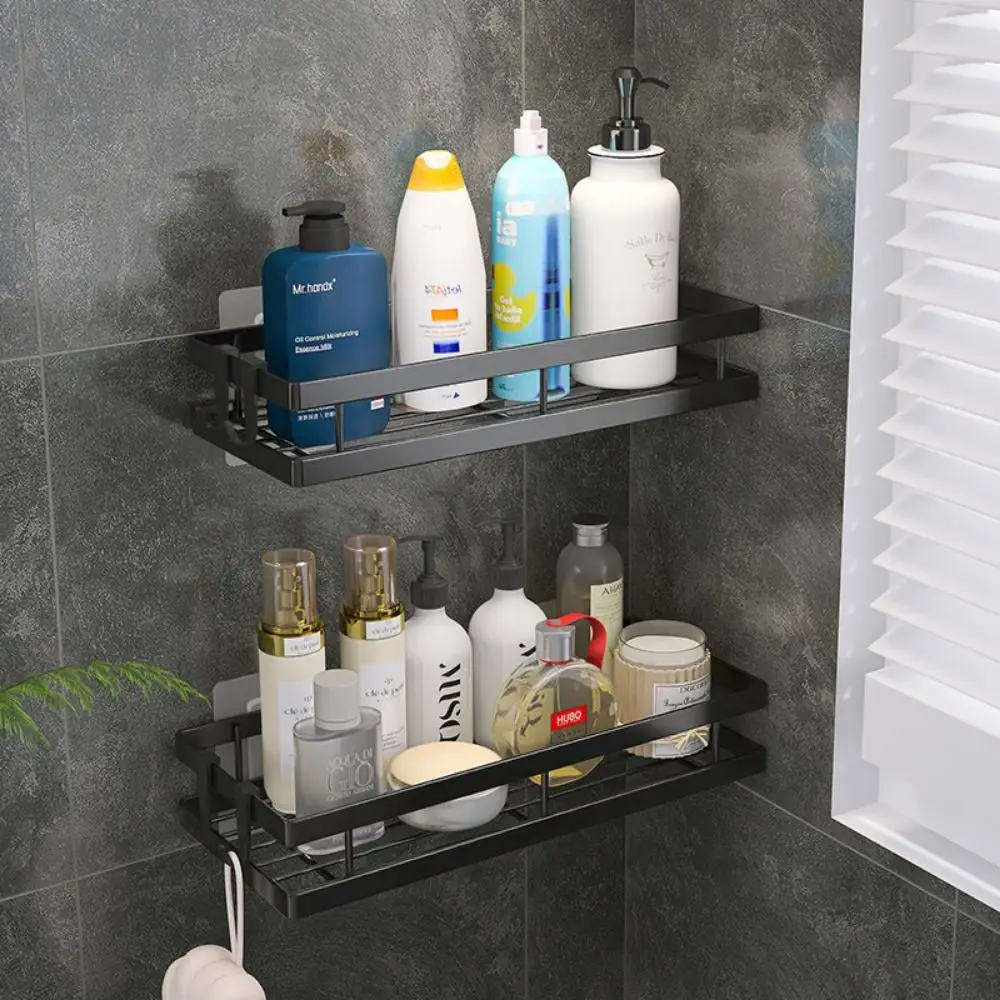 

Wall-mounted Bathroom Storage Rack Punch Free Space Saving Kitchen Spice Rack Large Capacity Sturdy Storage Organizer Hotel