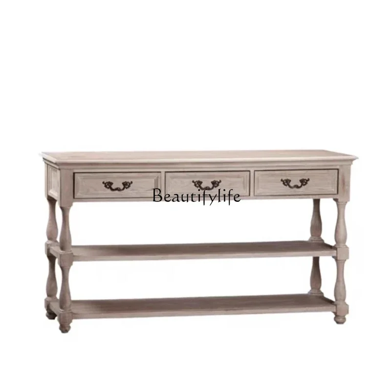 

ls 42American retro entrance cabinet French living room aisle storage home storage shoe cabinet backrest side table