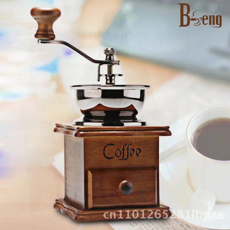 

Винтажная ручная кофемолка с деревянным корпусом, керамический сердечник, ручной инструмент для фрезерования кофейных зерен для заваривания