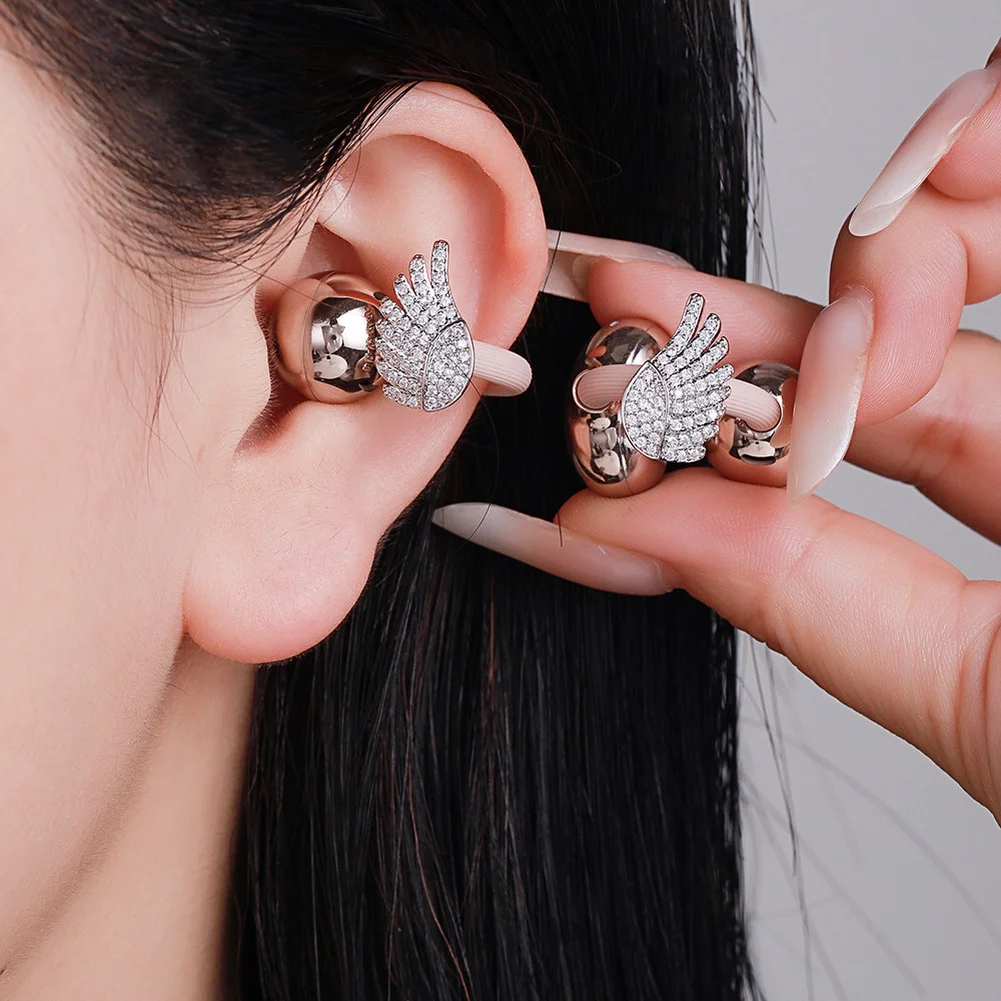 Copper Angel Wing Shaped Ear Clip Accessories For Earphones, Decorative Earbud Clips For Wireless Earphone Accessory