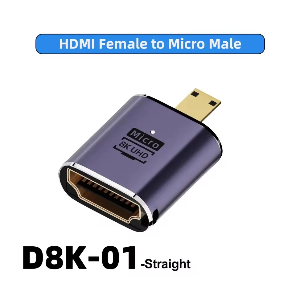8K Micro to Adapter 2.1, 48Gbps Micro to Converter for Ultra HD 8K 60Hz and 4K 120Hz For PS4 PS5 HDTV Computer Laptop Monitor