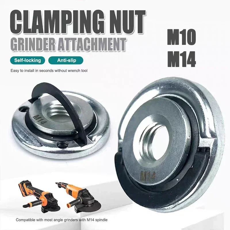 M14 Quick Flange Nut Galvanized Angle Grinder Self-locking Pressure Plate Quick Release Lock Nut Replacement Clamping Tool