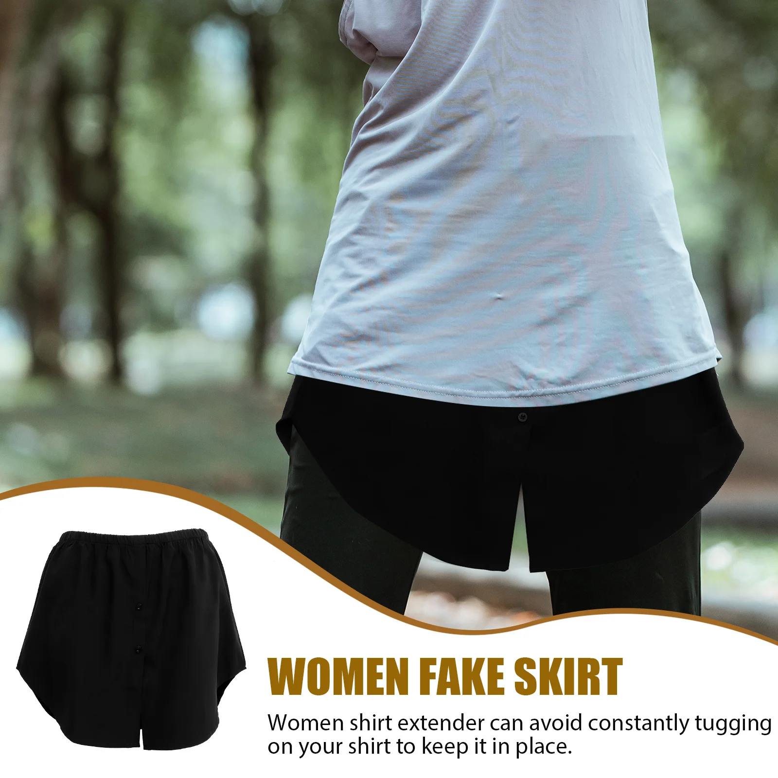 تنورة قصيرة وهمية أسفل المرأة قميص موسع لطبقات سلس الخصر سليم صالح متعرج الشكل البطن التحكم تنورة داخلية #1