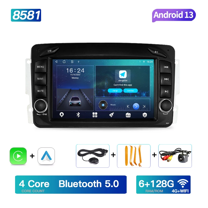 Android autoradio multimediasysteem voor Mercedes Benz CLK W209 G W463 C208 W208 Vaneo CLK W209 met CarPlay, Auto 4G Wifi navigatie