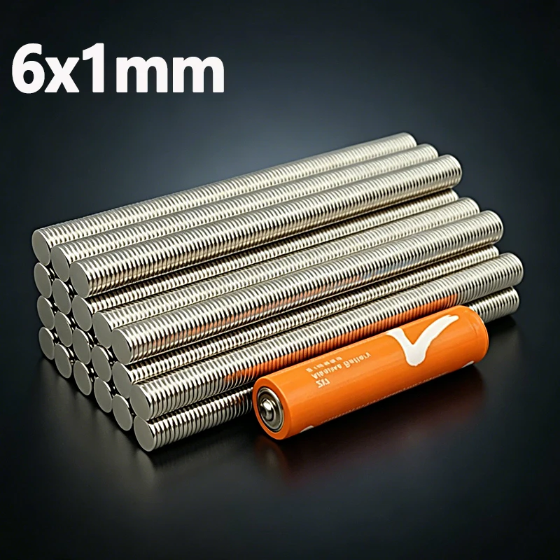 6x1mm Magnet N35 NdfeB Permanent Magnetic Imanes 6*1mm Accessory 50-1000pcs Thin Round Shape Neodymium Magnet for Craft Diy