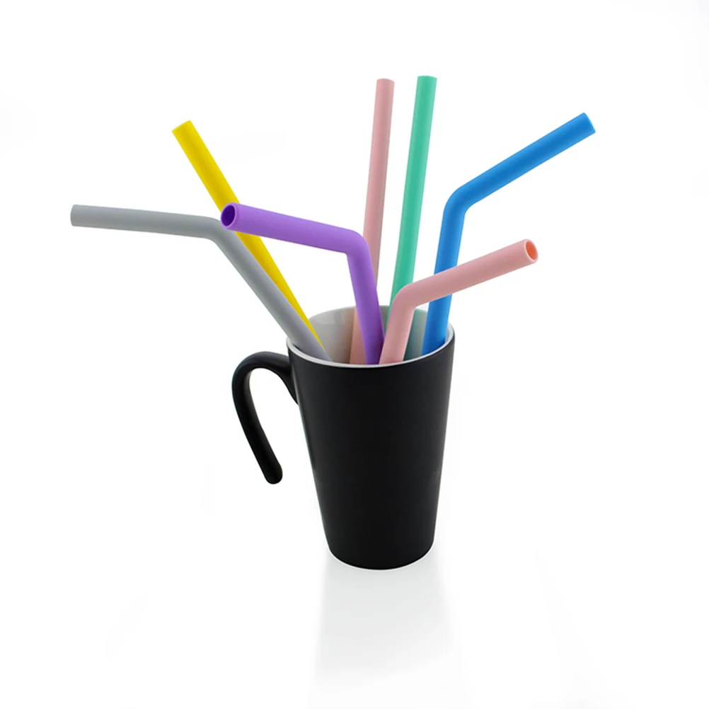 

2Sets Silicone Folded Straws Reusable Bent Drinking Straw Portable Case Cleaning Brush for Juices Smoothies Coffee Tea
