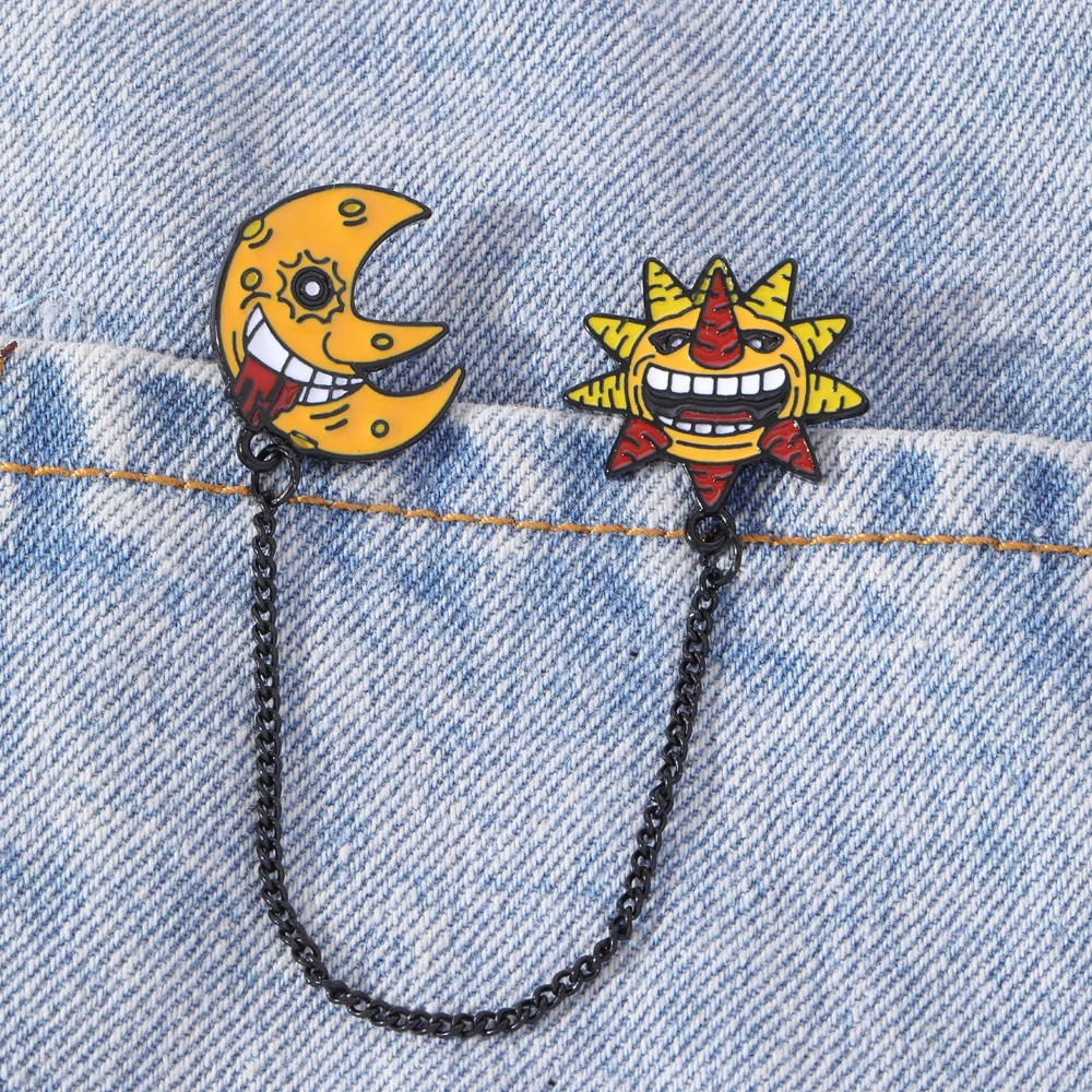 Soul Eater Manga Enamel Pins Set Anime Cosplay Evil Sun And Moon With Black Chains Brooch Badges Lapel Pins For Backpack