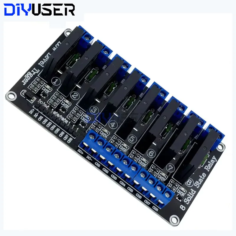 DIYUSER SSR G3MB-202P 솔리드 스테이트 릴레이 모듈, 저항 퓨즈로 출력, 아두이노용 DIY 키트, 5V 1 2 4 8 채널, 240V 2A