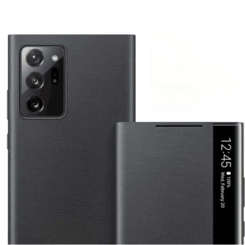 Window View Clear Flip Cover For Samsung Galaxy Note 20 Ultra Flip-free Wake Up Real Smart Chip Leather Case For Samsung Note 20