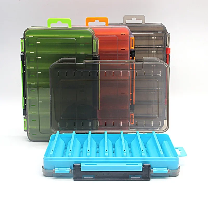 Fishing Tackle box 14 Compartments Fishing Accessories Lure Hook  Case Double Sided Fishing Tool organizer boxes