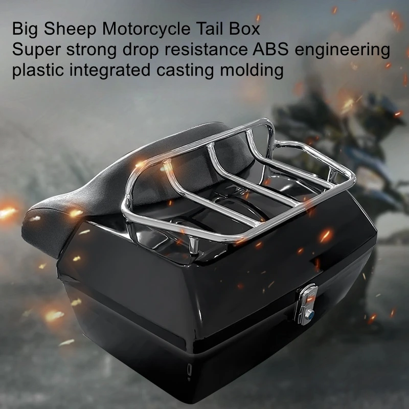 48L electric bike trunk with shelf, soft backrest, motorcycle trunk, 48L can hold double helmets