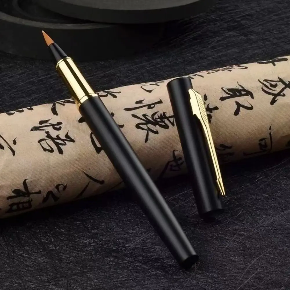 3 PCS Portable Fountain Pen Type Calligraphy Brushes Business Soft Hair Calligraphy Pen Writing Metal Practice Brush School