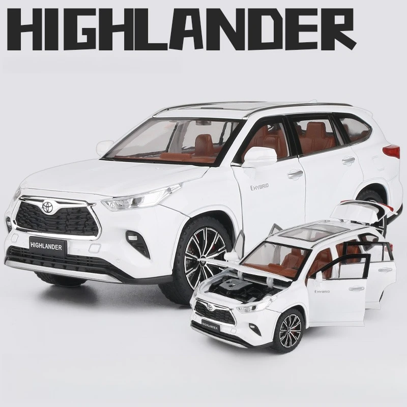 1:24 Toyota HIGHLANDER Off-RoadรถจําลองDiecastโลหะรุ่นรถเสียงดึงกลับคอลเลกชันของเล่นเด็กของขวัญ