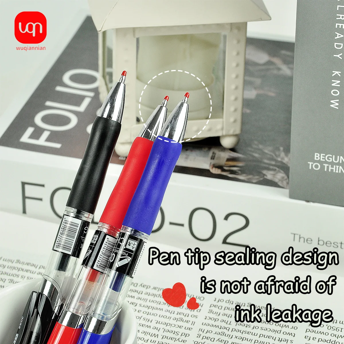 

WQN 3/6/12pcs Smooth Writing Press Pen 0.5mm, Three Color Options, Black/Blue/Red Ink Signature Pen School and Office Supplies