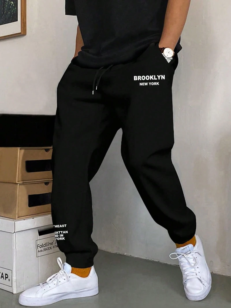 

Fitness Hip Hop Harajuku Y2K Wide Leg Men Graphic Sweatpants Letter Print Drawstring Waist Athletic Gym Jogger Pants Streetwear
