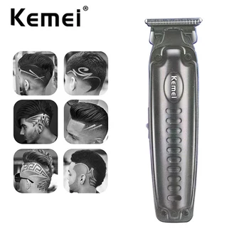 Kemei-cortadora de pelo inalámbrica 1579 PRO para Barbero 0mm cero Gapped máquina de corte de acabado separador alto rendimiento bajo perfil