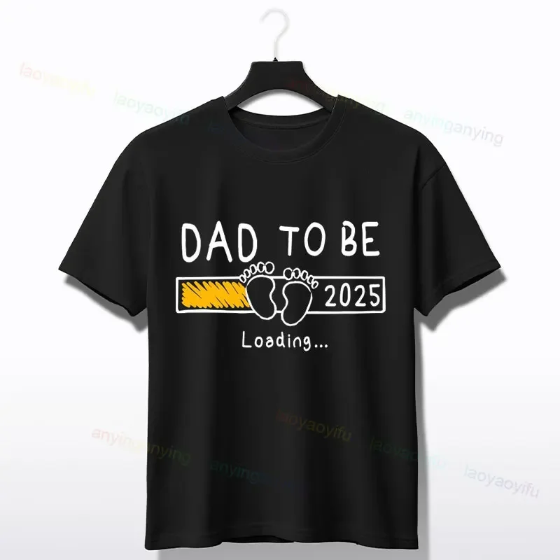 Future Dad Loading New Dad Newborn Graphic T-shirt Pure Cotton Short-sleev O-neck Tee Men's Clothing Casual Wear