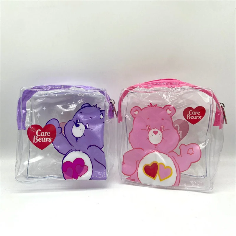 

MINISO Care Bears Kawaii Anime Transparent Change Storage Bag Cute Cartoon Skincare Travel Storage Bag Key Bag Toys for Kids