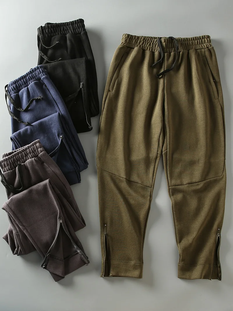 

Men's Casual Spor Long Pants Spring Autumn 3D Tailoring Elastic Waist Zipper Fooouth Faionable Leisure Sweatpants