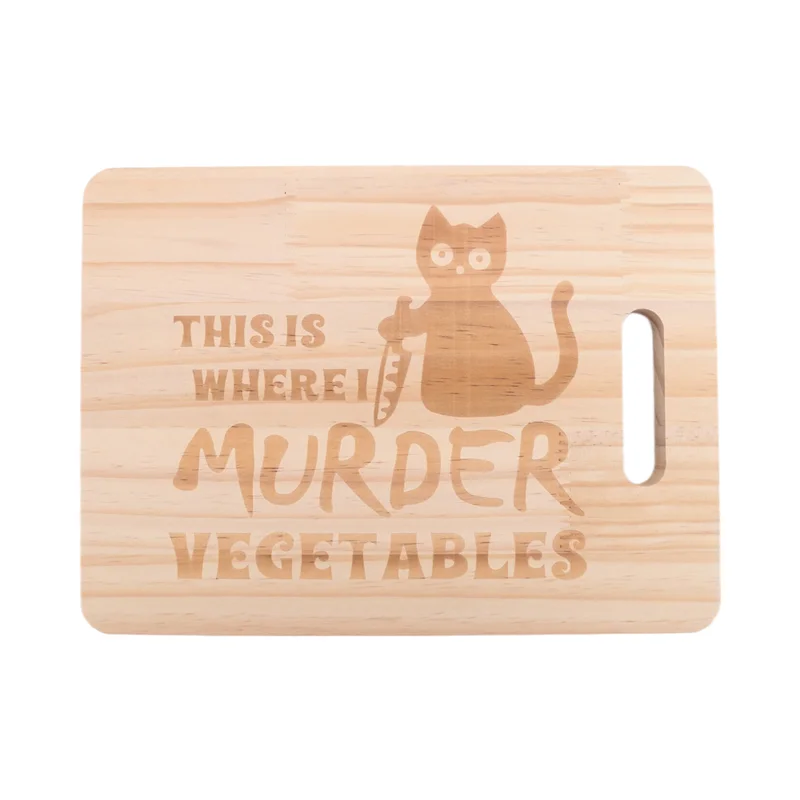 1 Piece Kitchen Chopping Board Funny Black Cat Cutting Board This Is Where I Murder Vegetable Wooden-New