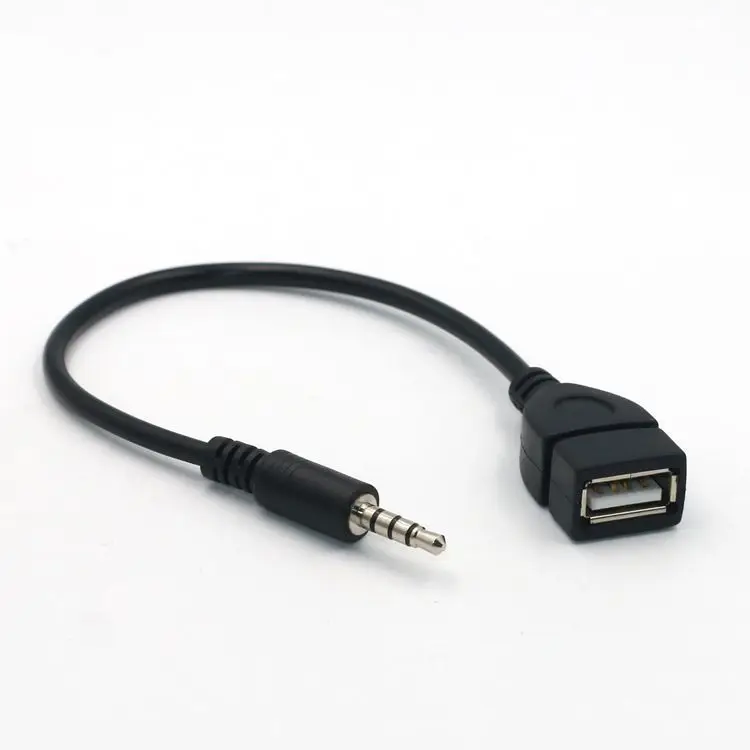 3.5mm Car AUX Audio Cable To USB Audio Cable Car Electronics for Play Music Black Car Audio Cable USB Headphone Converter