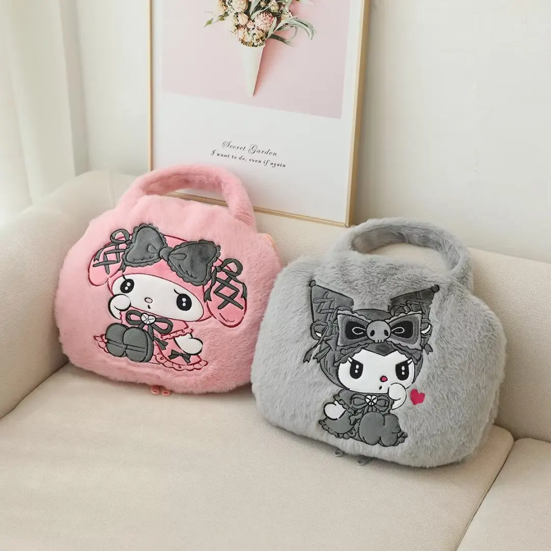 

Sanrio Kuromi My Melody Plush Portable Blanket Bag Cute Soft Cartoon Anime Office Nap Pillow Children Nap Blanket Gifts for Girl