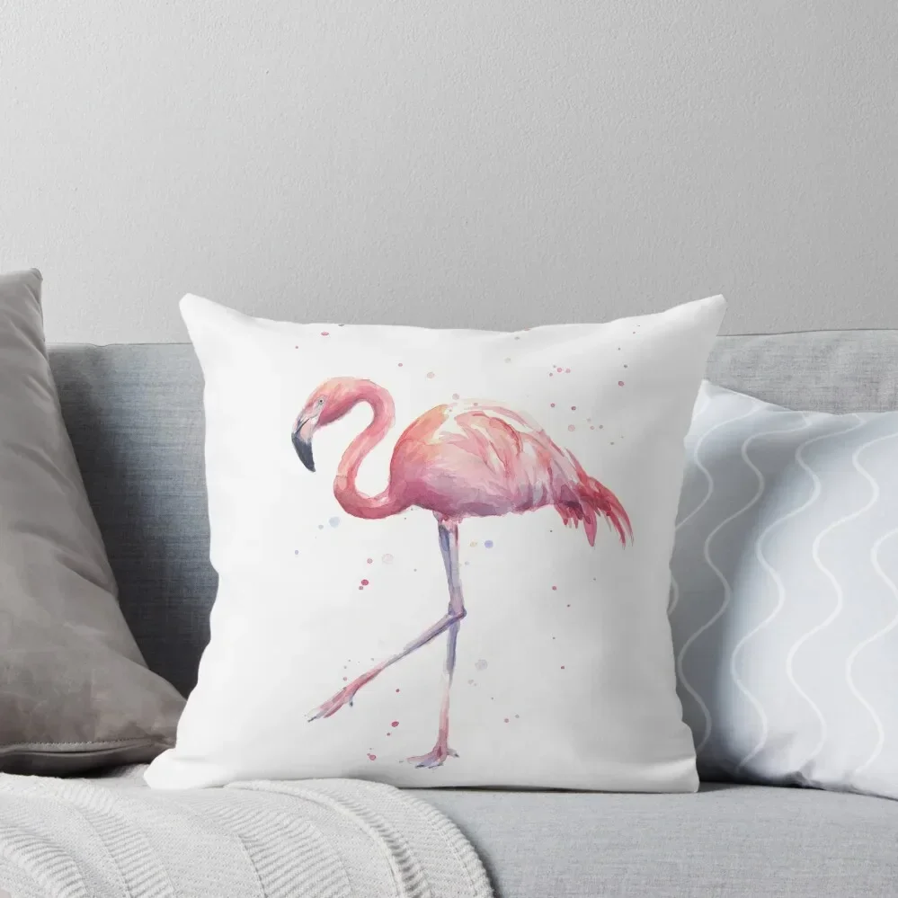 

Flamingo Watercolor Painting Throw Pillow Sofa Covers For Living Room Christmas Pillowcase Pillow