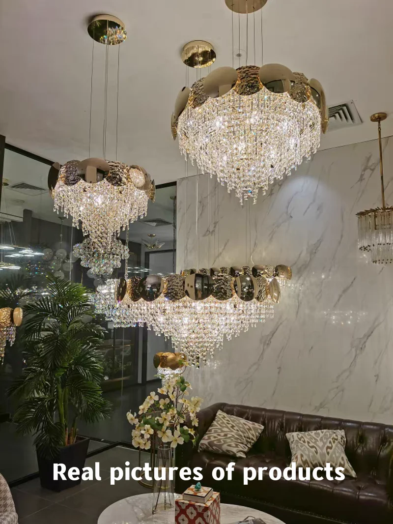 Candelabro de cristal italiano K9 dorado de lujo para comedor, sala de estar, cocina, dormitorio, lámpara colgante de cristal moderna