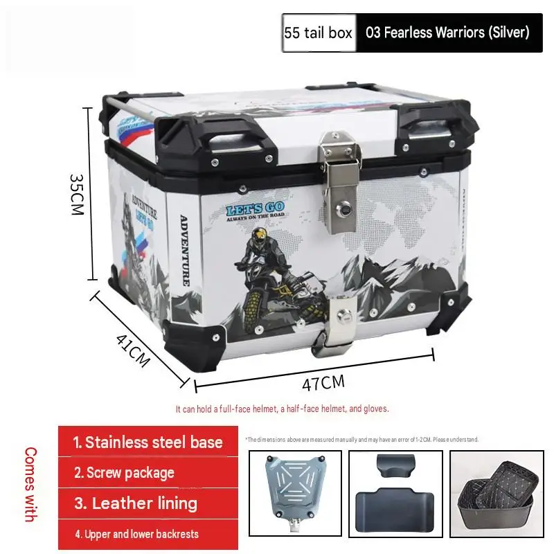 65L Large‑Volume Aluminum Rear Trunk For ZONTES 150X IP66 Dust‑Sealed Drop‑Resistant Tail Box For Motorcycle Scooter
