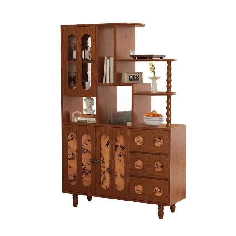 LMM French-style antique entrance cabinet, facing the door, glass screen partition, living room wine cabinet