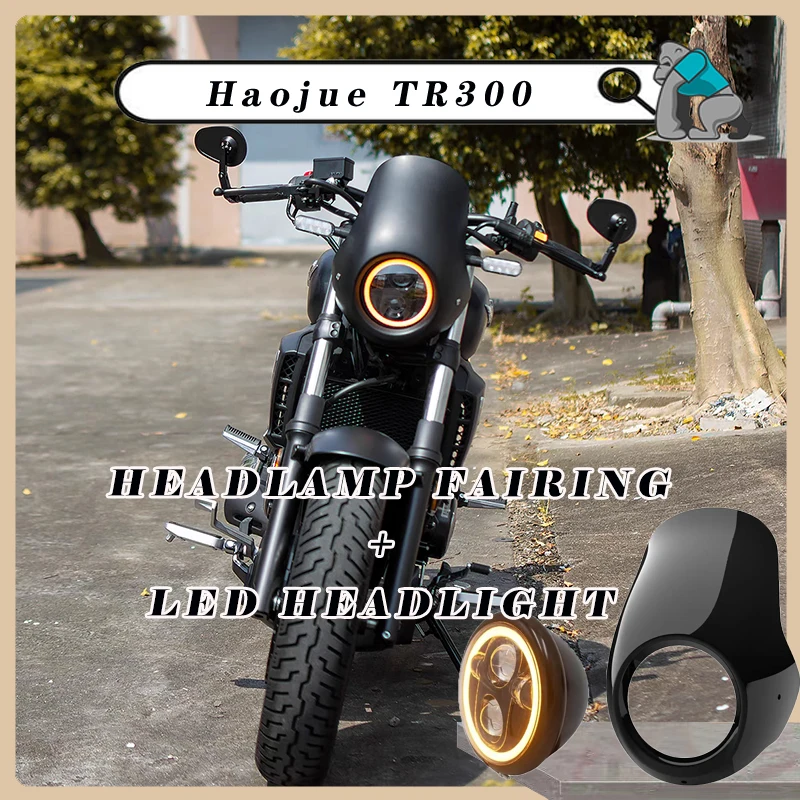 

Universal Motorcycle Modification Headlamp Windscreen Fairing LED Headlight Protect Cover Customized for Haojue TR300 Cruiser