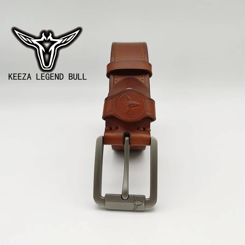 

KEEZA LEGEND BULL Khaki Top Layer Cowhide Leather Belts For Men Fashionable Luxurious Design Manufactor Direct Sales