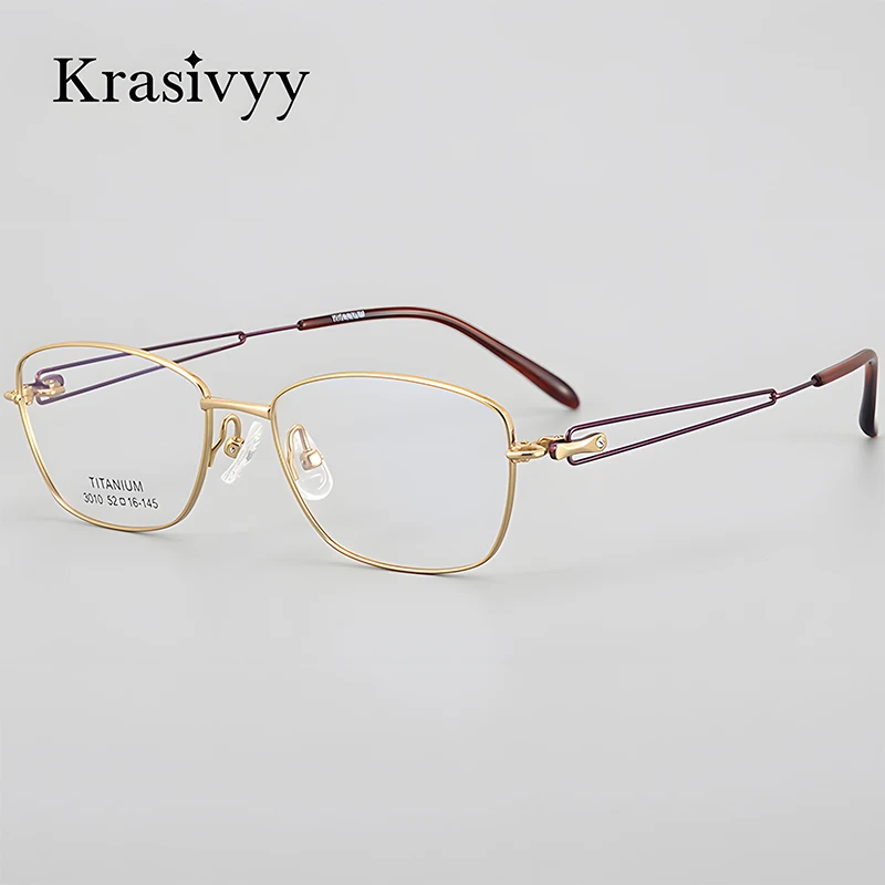 Krasivyy Pure Titanium Glasses Frame Women Ultralight Oval Diamond Design Optical Eyeglasses Luxury Brand Prescription Eyewear