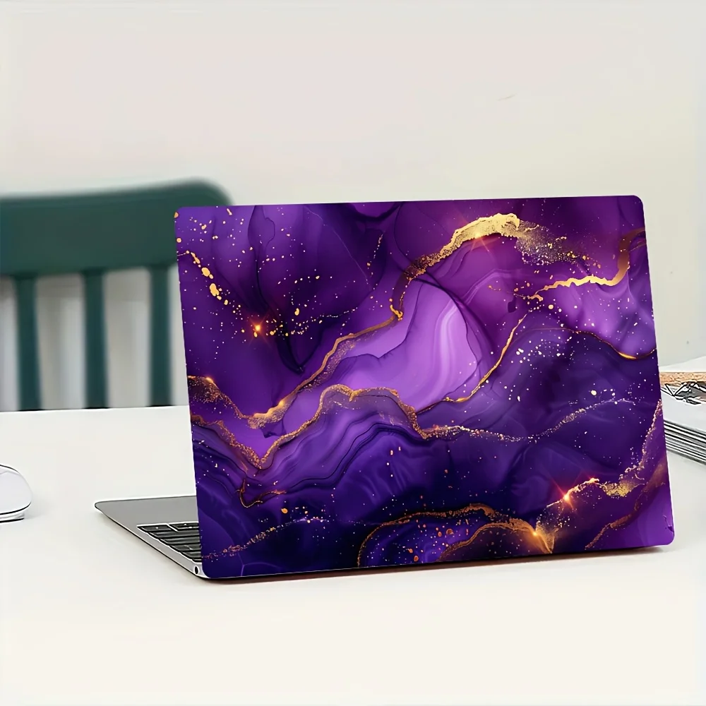 2 laptop stickers, purple marble universal protective film - scratch-resistant, self-adhesive, easy to tear without leaving