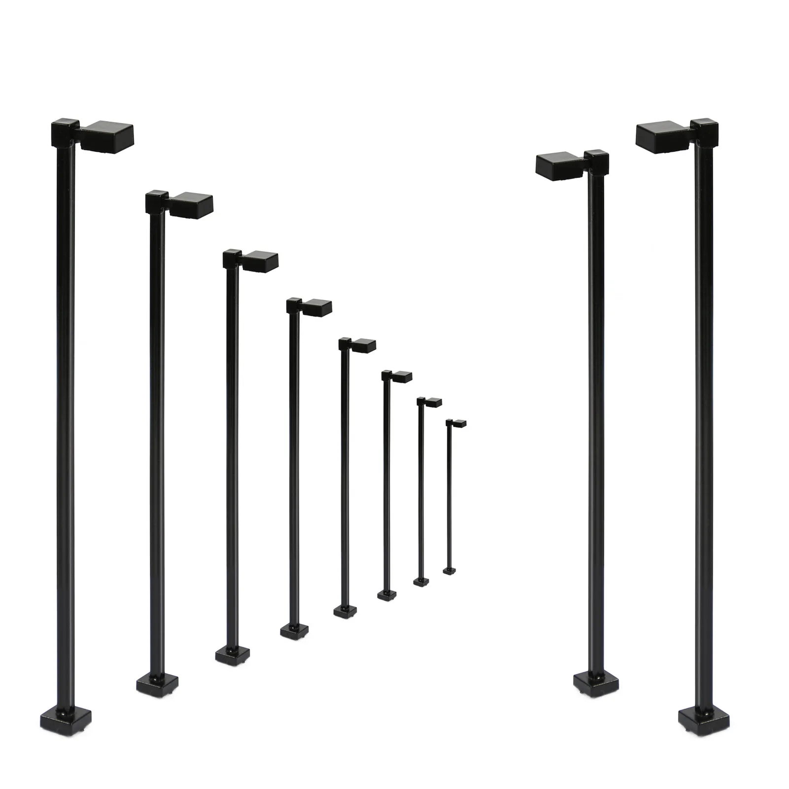 Evemodel 10pcs HO Scale 1:87 Metal Lamp Bright White Street Lights 9cm Black Pole Model Trains LM02HOW