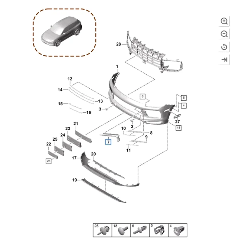 Picture 5: AB56-Car Front Bumper Fog Lamp Light Bracket Support For Porsche Cayenne 2019-2021