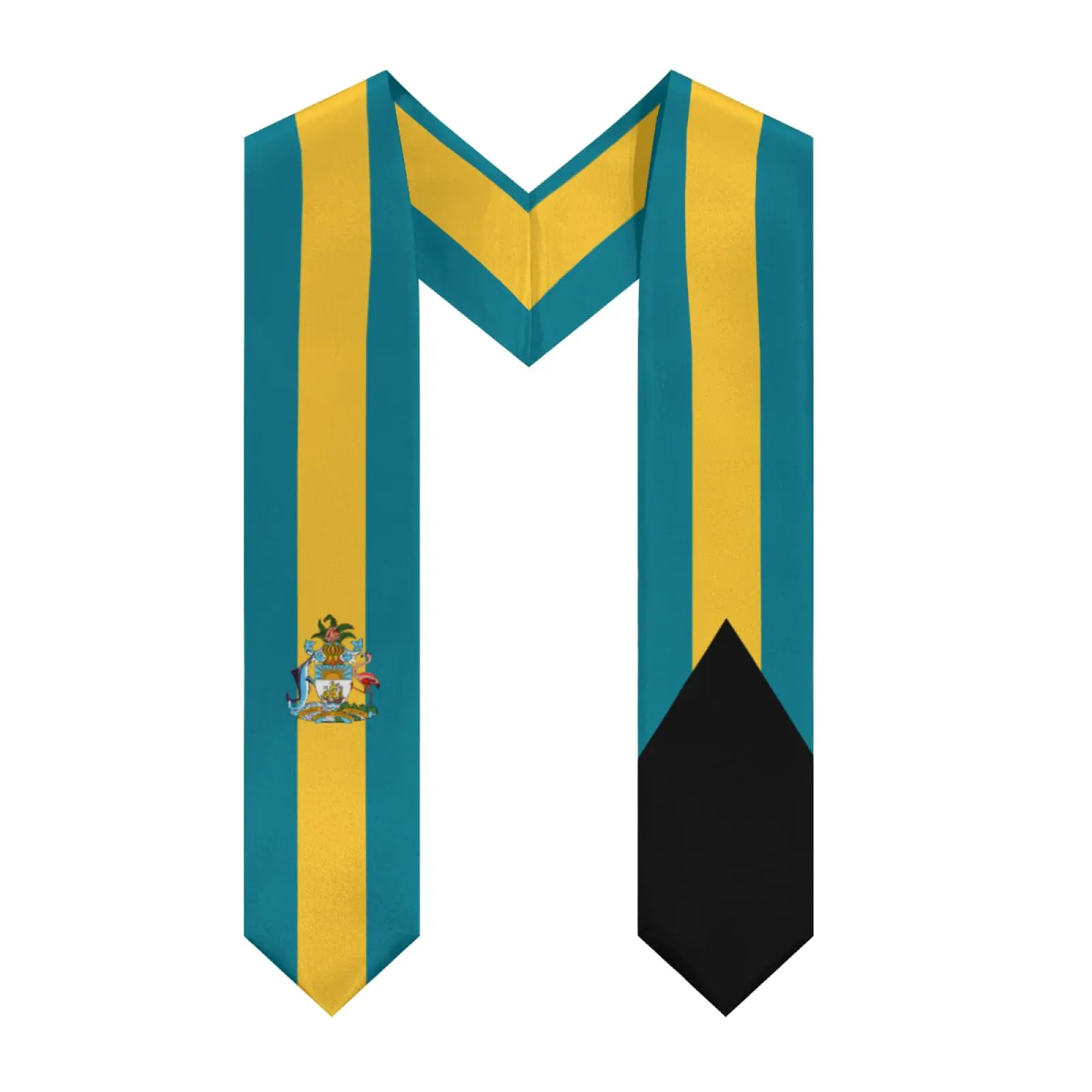 

2025 Bahamas Flag V-neck Graduation Stole Shawl Sash Honor For Study Aboard International Students