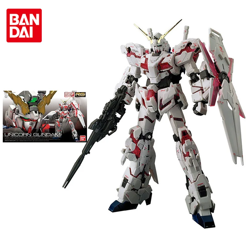 Bandai Gundam Model Kit Anime Figure RG 1/144 RX-0 UNICORN Action Figures Gunpla Genuine Action Toy Figure Toys for Children