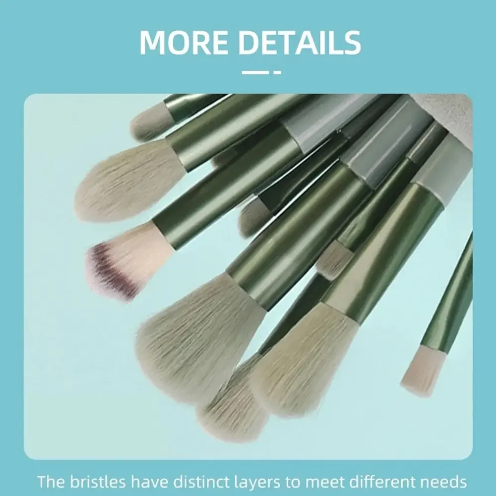 Ensemble de pinceaux de maquillage pour cheveux doux, avec sac de rangement, fard à paupières, fond de teint, Blush, mélange de poudre, outils de beauté, 5 couleurs, 13 pièces