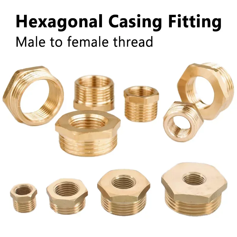 Brass Hex Bushing Reducer Pipe Fitting F To M Threaded 1/8 1/4 3/8 1/2 3/4 Reducing Copper Water Gas Adapter Coupler Connector