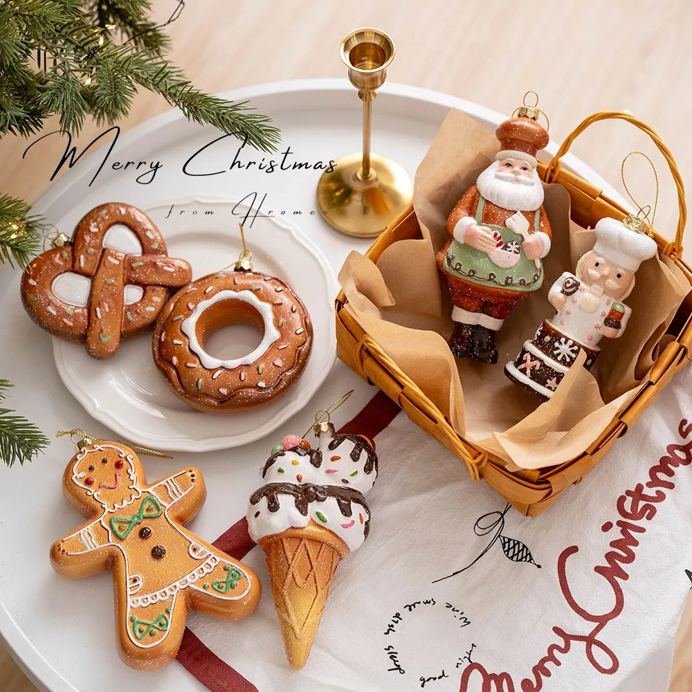 

Sweet Christmas Dessert Model Hanging Pendants Xmas Tree Ornaments Noel 2025 Merry Christmas Decor Navidad Happy New Year 2026