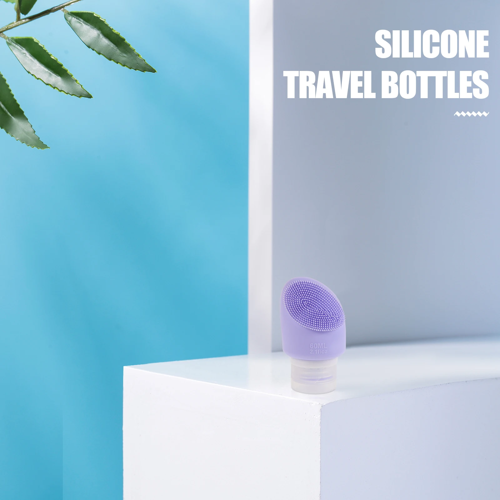 

60Ml Silicone Travel Toiletry Bottles Leakproof Refillable Shampoo Conditioner Containers Face Wash Brush Combo Empty Squeeze