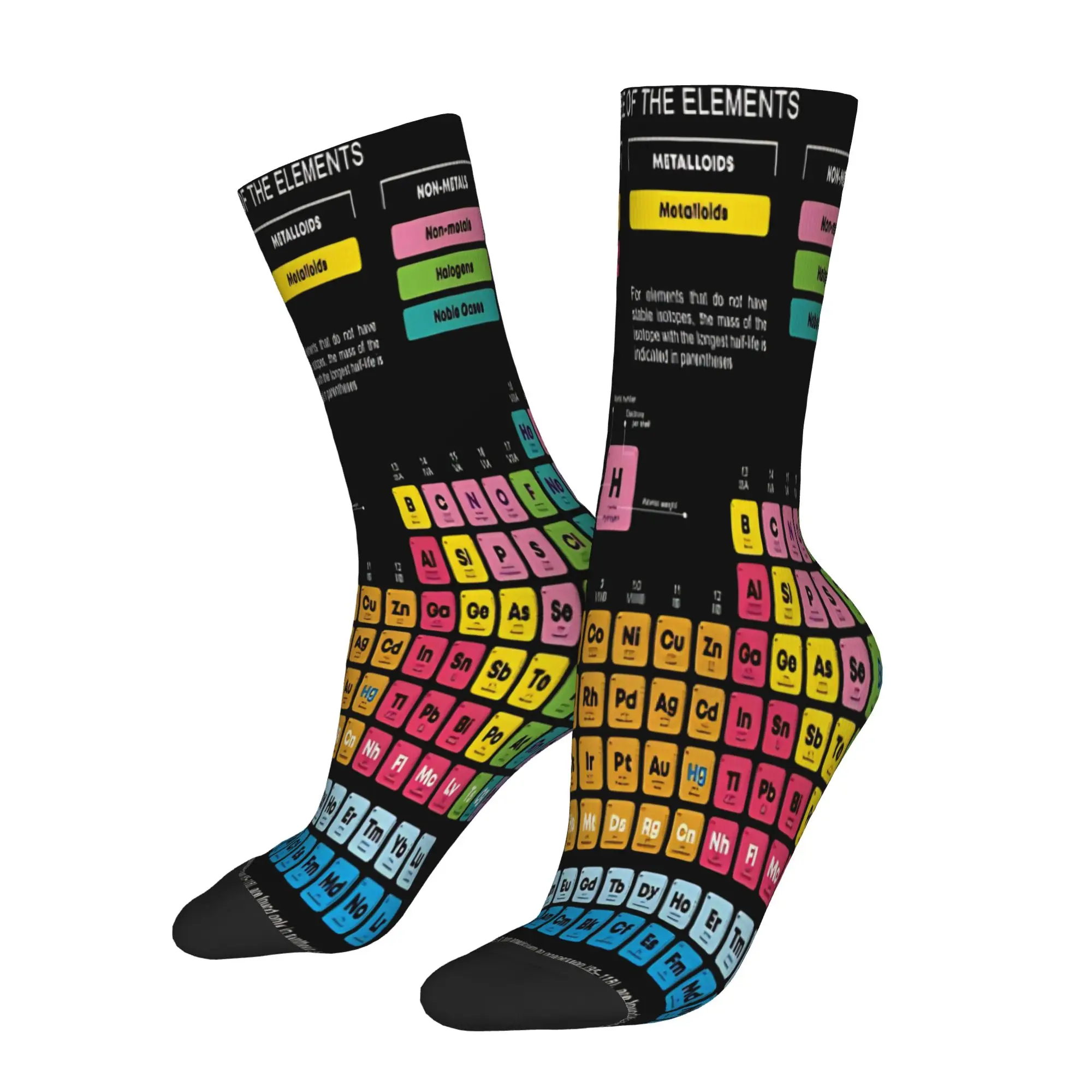 Periodic Table of Elements Dark Colorful Chemistry Chart   Merch Men Women Socks Cozy  Sport Crew Socks