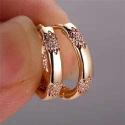 White Zircon Luxury Crystal Stone Hoop Earrings For Women Fashion Female Gold Color Wedding Jewelry